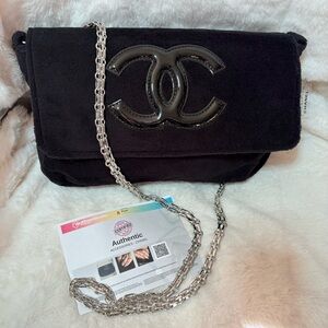 Black CC Precision Shoulder Bag in Terry Cloth